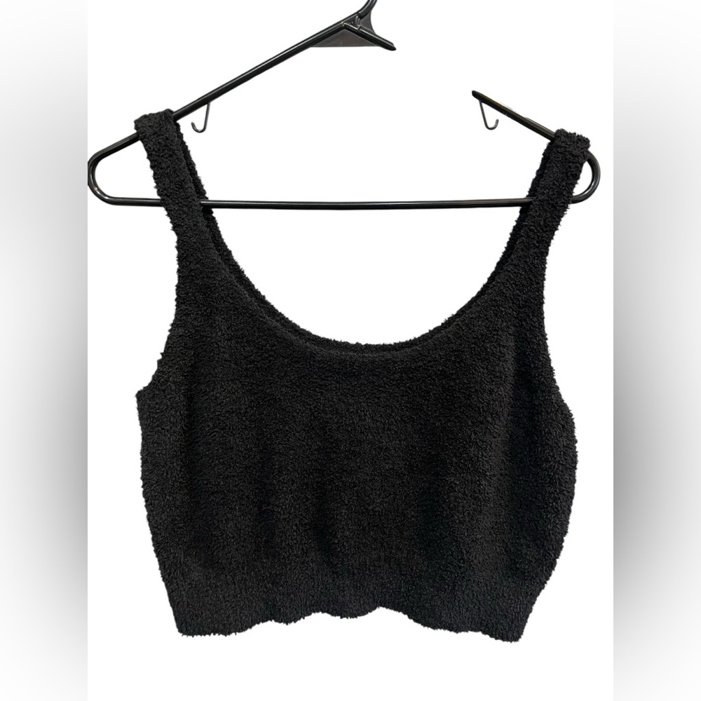 Stars Above Black Fuzzy Cropped Tank Too - Large